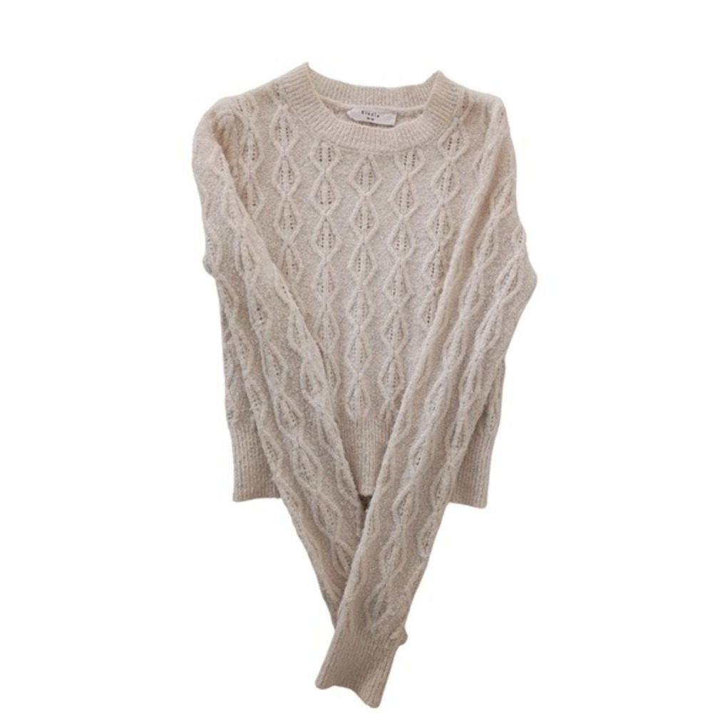 Elodie Cream Cable Knit Diamond Pattern Sweater Fits S Casual‎ Chic